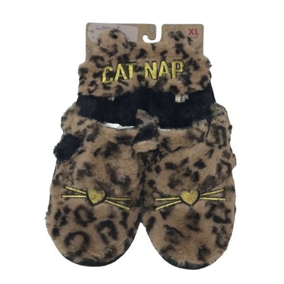 Dearfoams Womens Leopard Print Slipper w/ Eye Mask - Picture 1 of 3